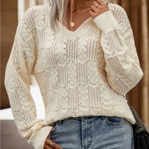 New v neck knit sweater